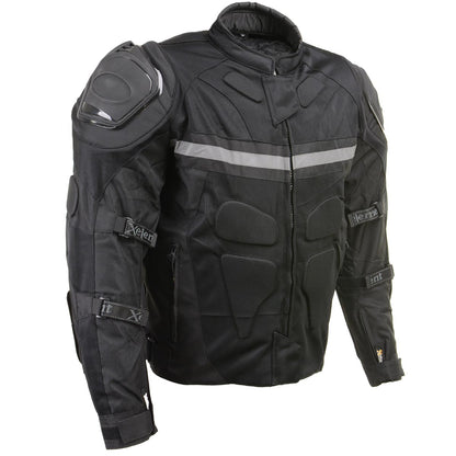 Xelement CF751 Men's 'Roll Out' Black Tri-Tex Motorcycle Jacket with X-Armor Protection