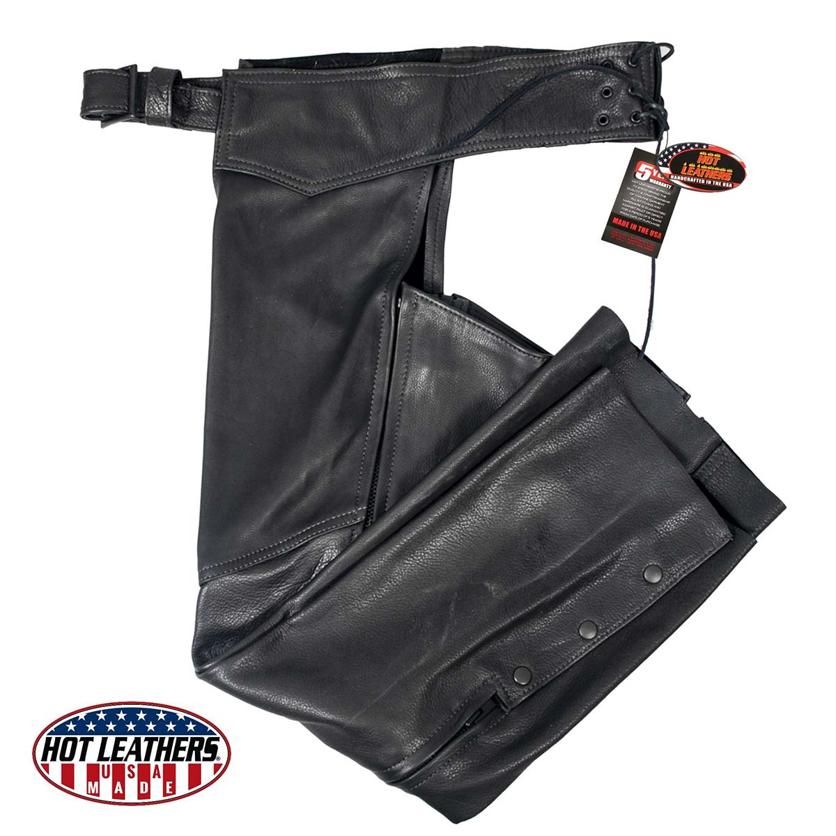 Hot Leathers CHL5001 USA Made Women's Black Premium Leather Motorcycle Chaps