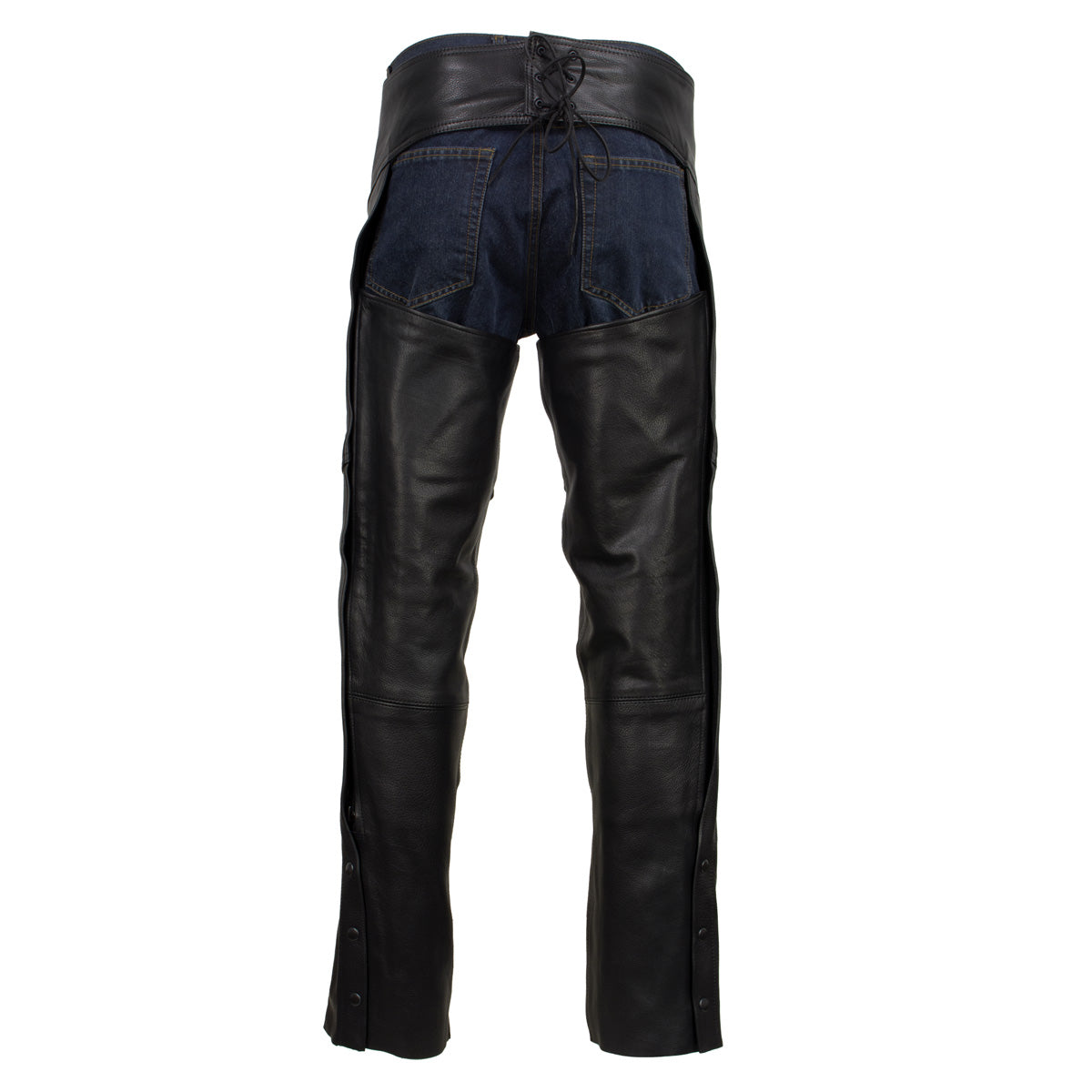 Milwaukee Leather USA MADE MLCHM5001 Men's Black 'Cloak' Classic Premium Leather Motorcycle Chaps