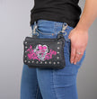 Hot Leathers CPE2101 Embroidered Banner Heart Black Clip Pouch