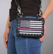 Hot Leathers CPE2102 Embroidered Clip Pouch Purse with Pink Line American Flag