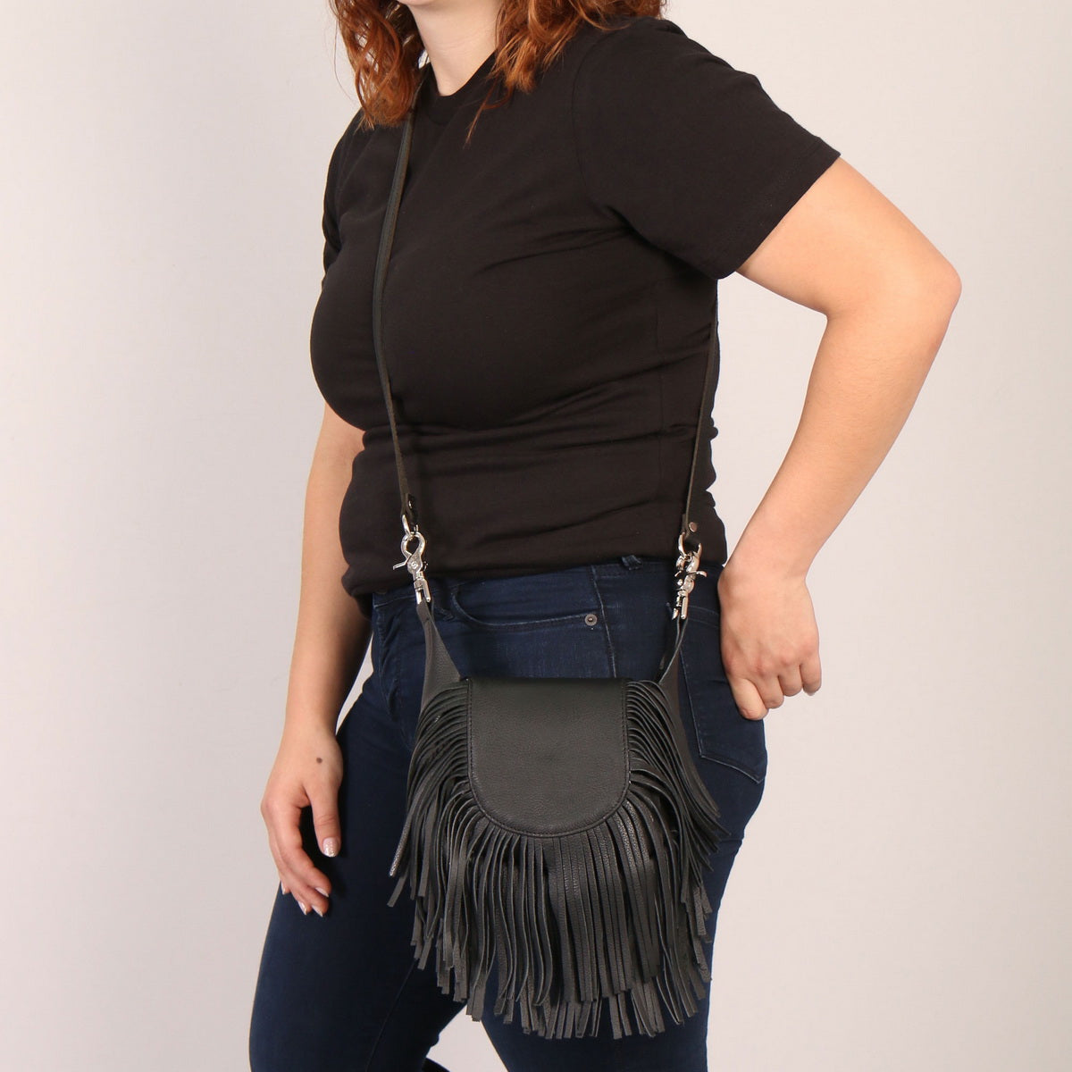 Hot Leathers CPF4002 Ladies Leather Clip Pouch with Fringe