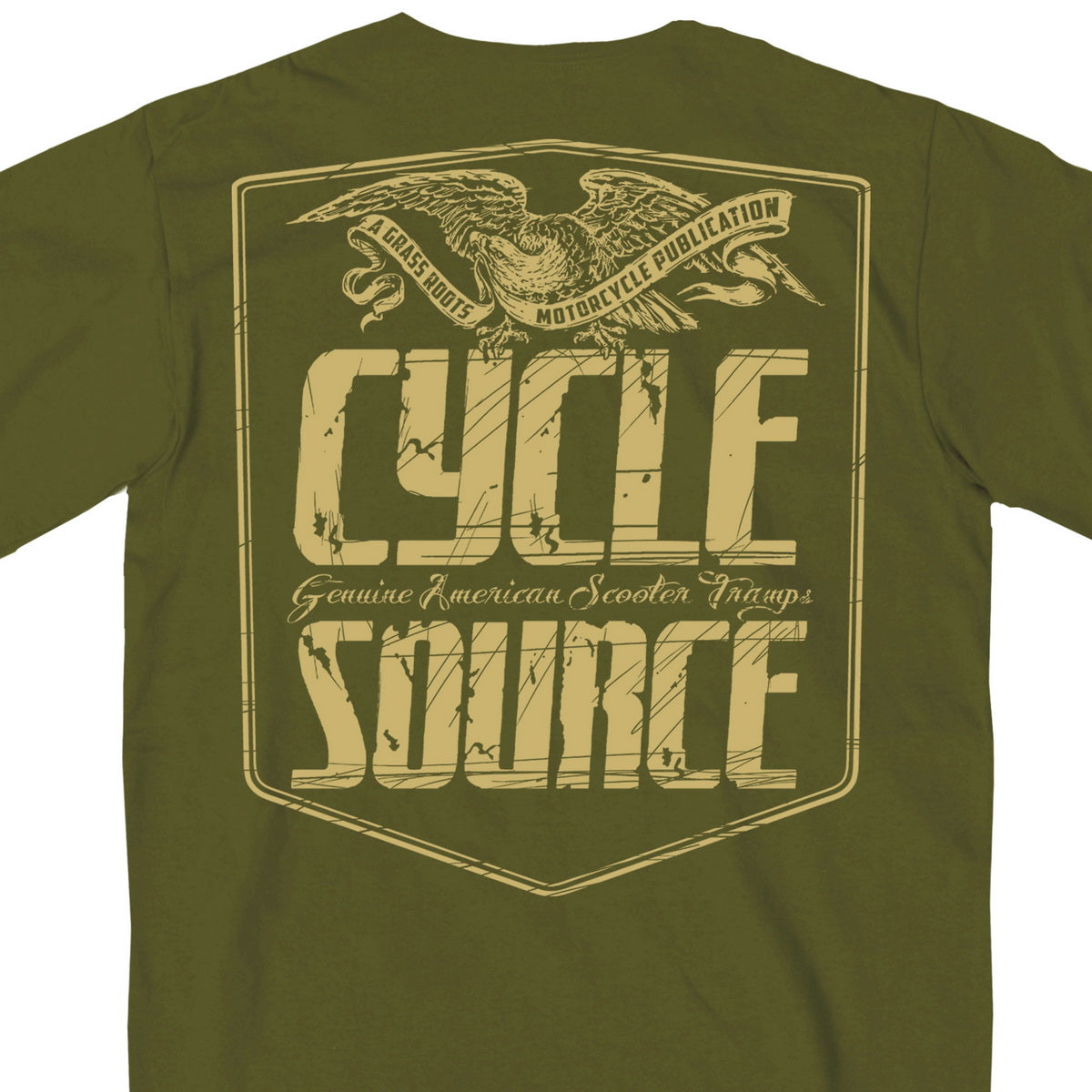 Official Cycle Source Magazine CSM1007 Men’s Eagle Military Green T-Shirt