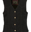 Club Vest CVL4000 Women's Black Denim Motorcycle V-Neck Vest with Conceal & Carry Pockets