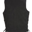 Club Vest CVM1360 Men's Classic Side Lace Black Denim Motorcycle Vest with Snap Buttons