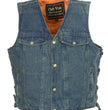 Club Vest CVM1360 Men's Classic Side Lace Blue Denim Vest with Snap Buttons