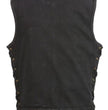 Club Vest CVM3002 Men's Classic Black Side Lace Denim Vest with Dual Front Closure