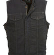 Club Vest CVM3002 Men's Classic Black Side Lace Denim Vest with Dual Front Closure