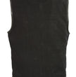 Club Vest CVM3010 Men's Black Denim Vest with Leather Trim Accents