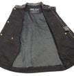 Club Vest CVM3010 Men's Black Denim Vest with Leather Trim Accents