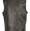Club Vest CVM3510 Men’s Black Zipper Leather Vest with Seamless Back Design