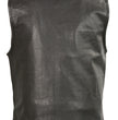 Club Vest CVM3710 Men’s Leather Black Open Neck Vest with Snap and Zip Front Closure