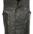 Club Vest CVM3711 Men’s Black Leather Vest with Seamless Back Design