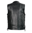 Club Vest CVM3712 Men’s Black Side Lace Leather Vest with Seamless Back Design