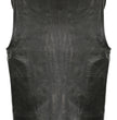 Club Vest CVM3740 Men’s Black Seamless Front and Back Design Leather Vest