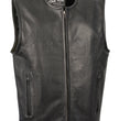 Club Vest CVM3740 Men’s Black Seamless Front and Back Design Leather Vest