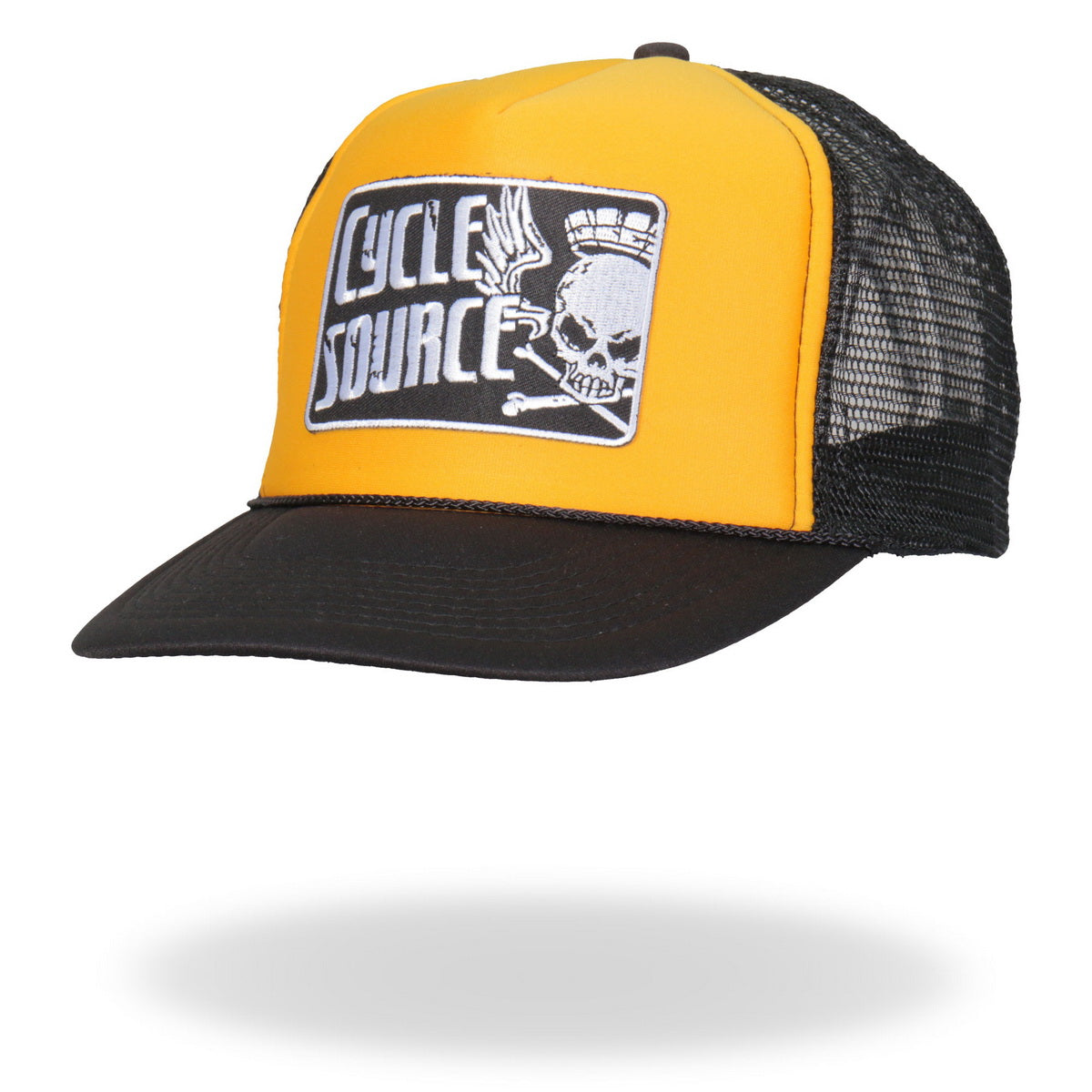 Hot Leathers CYA1005 Official Cycle Source Magazine Logo Gold and Black Snapback Trucker Hat