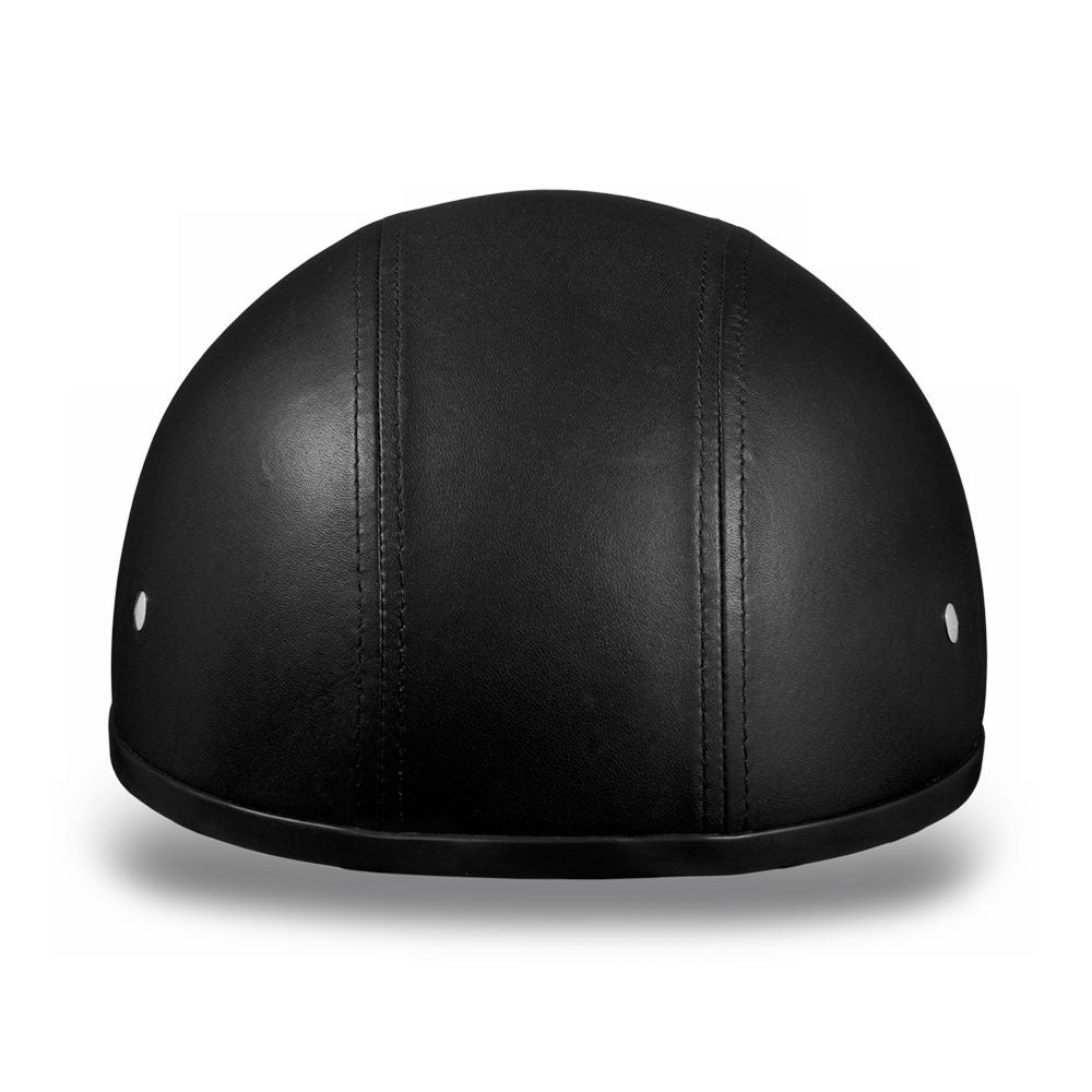 Close Out Clearance Daytona Helmets D3-ANS ‘Skull Cap' Black Leather Covered Half Face Helmet without Visor