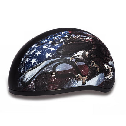 Close Out Clearance Daytona Helmets D6-USA ‘Skull Cap’ with USA Flag and Eagle Half Face Helmet