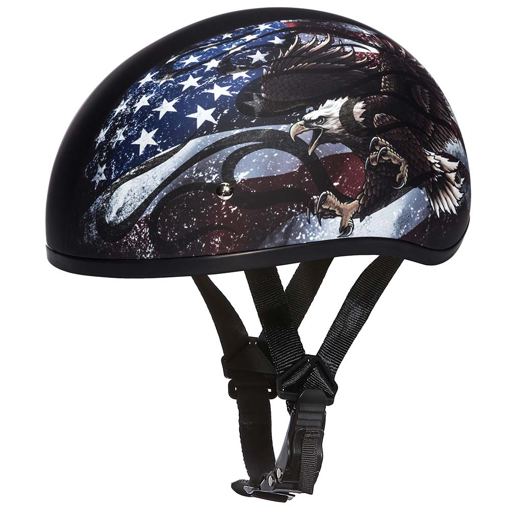 Close Out Clearance Daytona Helmets D6-USA ‘Skull Cap’ with USA Flag and Eagle Half Face Helmet