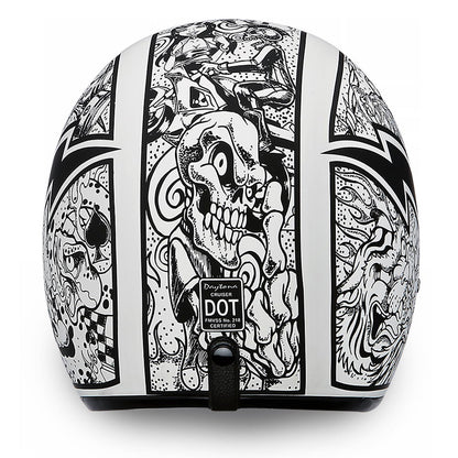 Close Out Clearance Daytona Helmets DC6-G ‘Cruiser’ Graffiti White and Black  ¾ Open Face Helmet