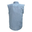 Milwaukee Leather DM1001 Men's Blue Lightweight Denim Shirt with Frayed Cut Off Sleeveless Look