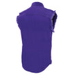 Milwaukee Leather DM1006 Men's Purple Lightweight Denim Shirt with with Frayed Cut Off Sleeveless Look
