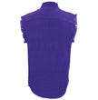 Milwaukee Leather DM1006 Men's Purple Lightweight Denim Shirt with with Frayed Cut Off Sleeveless Look