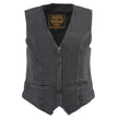 Milwaukee Leather DM1246 Women's Black 'V-Neck Collar' Denim Vest