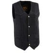 Milwaukee Leather DM1310 Men's Black Classic Denim Western Style Cowboy Biker Vest w/ Snap Button Closure