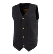 Milwaukee Leather DM1310 Men's Black Classic Denim Western Style Cowboy Biker Vest w/ Snap Button Closure