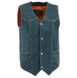 Milwaukee Leather DM1310 Men's Classic Blue Denim Western Style Cowboy Biker Vest w/ Snap Button Closure