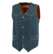 Milwaukee Leather DM1310 Men's Classic Blue Denim Western Style Cowboy Biker Vest w/ Snap Button Closure