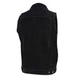 Milwaukee Leather DM1331 Men's Black Denim Motorcycle Biker Riders Vest w/ Shirt Style Collar