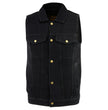 Milwaukee Leather DM1331 Men's Black Denim Motorcycle Biker Riders Vest w/ Shirt Style Collar