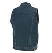 Milwaukee Leather DM1331 Men's Blue Denim Motorcycle Biker Riders Vest w/ Shirt Style Collar