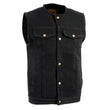 Biker's Edge DM1937 Men's Black Snap Front Denim Club Style Motorcycle Biker Rider Vest