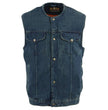 Biker's Edge DM1937 Men's Blue Snap Front Denim Club Style Motorcycle Biker Rider Vest