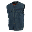 Biker's Edge DM1937 Men's Blue Snap Front Denim Club Style Motorcycle Biker Rider Vest