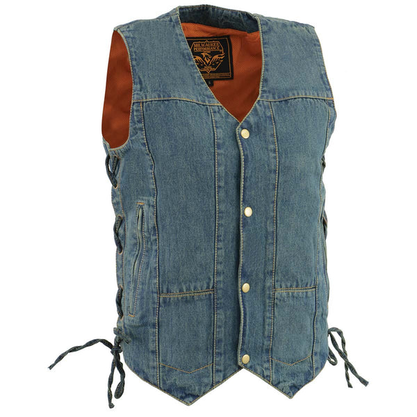 Milwaukee Leather DM1989 Men's Blue Denim '10 Pocket' Motorcycle Milwaukee Leather DM1989 Men's Blue Denim '10 Pocket' Motorcycle