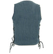 Milwaukee Leather DM1989 Men's Blue Denim '10 Pocket' Motorcycle Bikers Rider Vest with Side Laces