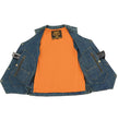 Milwaukee Leather DM1989 Men's Blue Denim '10 Pocket' Motorcycle Bikers Rider Vest with Side Laces