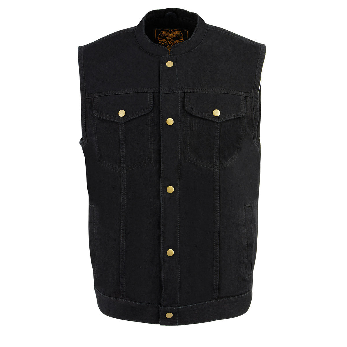 Milwaukee Leather DM2238 Men's Classic Black Denim Club Style Vest with Snap Button Closure