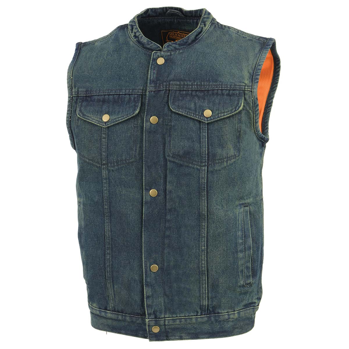 Milwaukee Leather DM2238 Men's Classic Blue Denim Club Style Vest