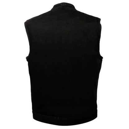 Milwaukee Leather DM2238 Men's Classic Black Denim Club Style Vest with Snap Button Closure