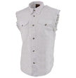 Milwaukee Leather DM4006 Men's White Denim Lightweight Shirt with Sleeveless Frayed Cut Off