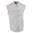 Milwaukee Leather DM4006 Men's White Denim Lightweight Shirt with Sleeveless Frayed Cut Off
