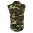 Milwaukee Leather DM4010 Men's Camo Lightweight Denim Shirt with Vintage and Frayed Sleeveless Look