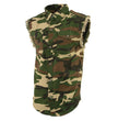 Milwaukee Leather DM4010 Men's Camo Lightweight Denim Shirt with Vintage and Frayed Sleeveless Look