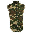 Milwaukee Leather DM4010 Men's Camo Lightweight Denim Shirt with Vintage and Frayed Sleeveless Look